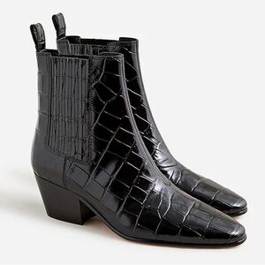 J Crew Piper ankle boots in Italian croc embossed leather
